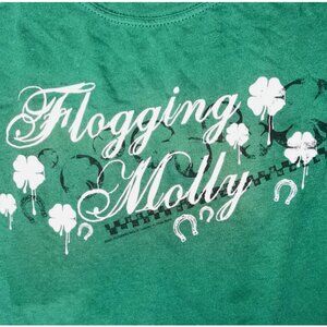 Flogging Molly T Shirt Medium Women's Green Fitted